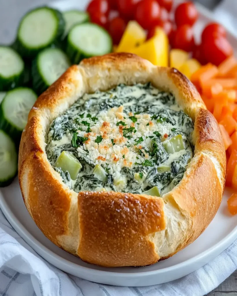 Ultimate Spinach Artichoke Dip in a Bread Bowl First Image First Image