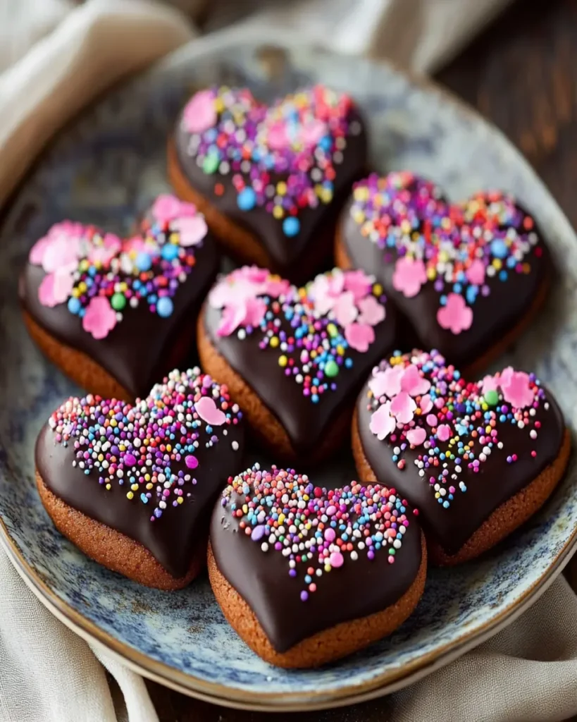 Chocolate Dipped Heart Cookies First Image First Image