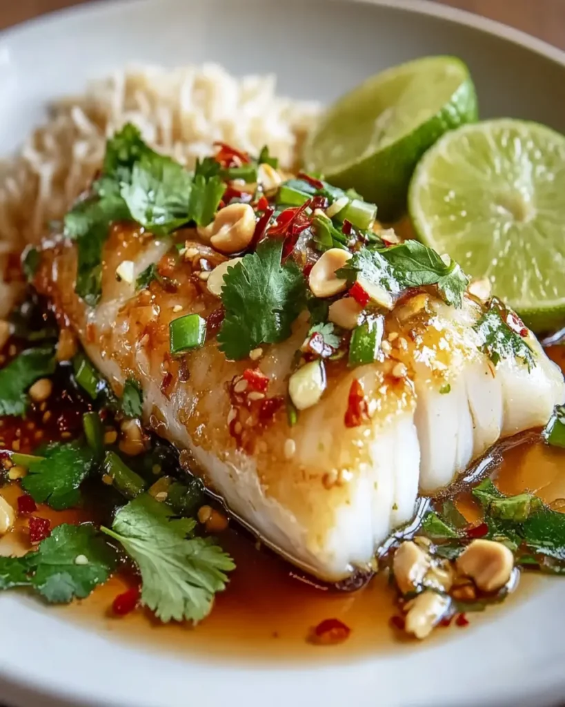 Thai Lime-Garlic Steamed Fish Recipe First Image First Image